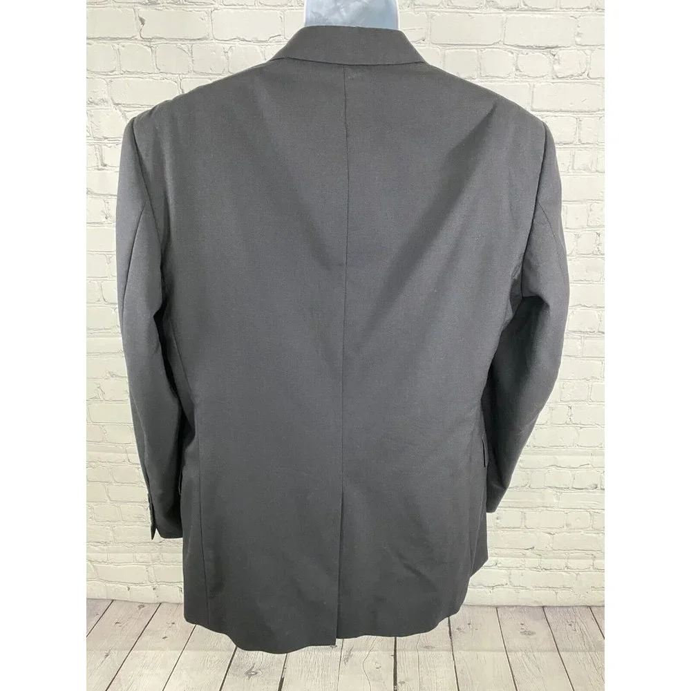 Jos A Bank Gordon Solid Black 100% Wool 2 Button Jacket Blazer 39R